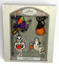 Hallmark Frightful Fun Halloween Keepsake Ornament Set of 4 Glitter 2007 QFO6367 picture