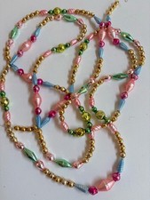 GORGEOUS Vintage Mercury Glass Bead Garland W Shaped Czech Beads 84” (508) picture