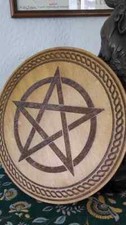 Pentagram Engraved Wooden Altar Plate Choice of Sizes Symbol of Protection picture