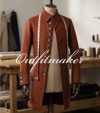 18th Century Brown Wool Frock Coat Colonial Revolutionary War Reenactment Coat picture