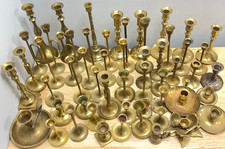 Vintage Solid Brass Candle Holder Sticks Lot of 57  Party Wedding Huge Bundle picture