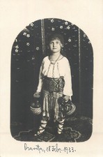 B647 Romanian Girl Traditional Folk Costume Photo Postcard Oravita Banat 1933 picture