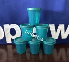 Tupperware Tupper Mini Midgets Container 2oz Set of 6 Peacock Dark Green New picture