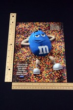 2000 M&M's Chocolate Peanut Blue Candy Magazine Page Print Ad Poster 2000s Y2K picture