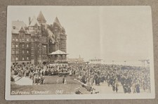 Dufferin Terrace Quebec crowd near Chateau Photo RPPC Postcard Unused AS IS K1  picture