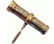 Antique Hand Carved Brass Kaleidoscope W/ Handle Vintage Look Twist Kaleidoscope picture