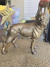 Antique Vtg Heavy Solid Brass French Bulldog Doorstop Statue Figurine 7+ Lbs picture