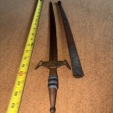 Antique 1800s Diplomatic Small Sword Shortsword Cruciform Guard W/ Sheath 270 picture