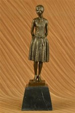 Victorian Female Lady Friend Gift 100% Solid Bronze Sculpture Marble Figurine picture