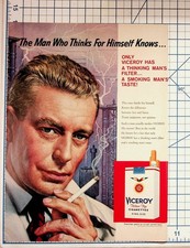 1959 Viceroy Cigarettes Vintage Magazine Ad Thinking Man Filter Tip King-Size picture