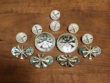 Vintage Fire Chief Rank Insignia Lot 12 Gold Bugles Crossed Axes Collar Pins picture