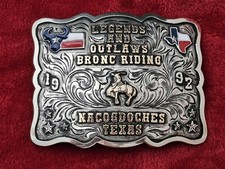 Bronc Riding X~Treme Rodeo Champion☆TROPHY BUCKLE☆Nacogdoches Tex☆1992☆Rare☆T19 picture
