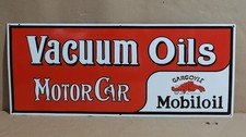 Vacuum oils Motor Car  Porcelain Enamel Sign  36 x 15 Inches 1 Sided picture