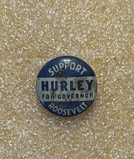 🇺🇸Vintage 1936 Charles F. Hurley Governor Mass. FDR Coattail Campaign.75” Y253 picture