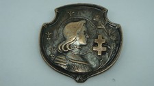ANTIQUE FRENCH ST. JOAN OF ARC AND CROSS OF LORRAINE PIN picture