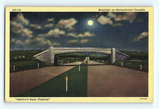 c1940s Moonlight on Pennsylvania Turpike Beautiful Night Sky Linen Postcard G6 picture