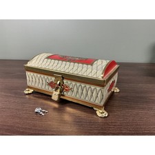 Vintage Fricke & Nacke Western Germany Metal Coin Bank Chest with Lock and Keys picture