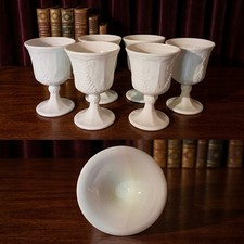 Vintage Set of 6 Indiana Glass Colony Harvest Grape Milk Glass 8 oz. Goblets picture