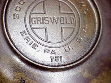 Griswold Erie Cast Iron Scotch Bowl 781 Antique w handle & rings picture