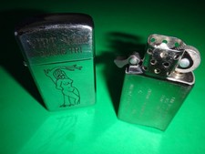 Zippo Slim Lighter VIETNAM QUANG TRI and NUDE LADY Standing by a Tree Logo picture