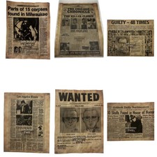 Serial Killers Newspaper Headlines 6 Pack/ Featuring  Six Notorious Killers picture