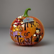 Jim Shore Disney Pumpkin Trick or Treat Mickey Donald 4033277 Light Up picture