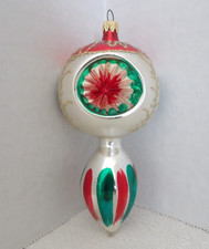 Vintage Colombia Glass Christmas Ornaments Indent Reflector Teardrop Finial 5