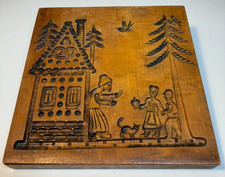 Vintage WOOD SPRINGERLE MOLD Rare WITCH HANSEL GRETEL Cookie Stamp 8