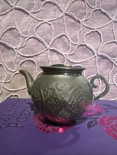 Antique Pewter Teapot Pin Cushion. Beautiful picture