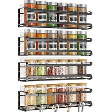 Bunoxea Spice Rack Wall Mounted 4 Pack,Space-Saving 4Pack, Black picture