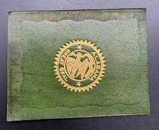 c1910 L23 Alabama Great State Seal Tobacco Leather Antique Green Gold picture