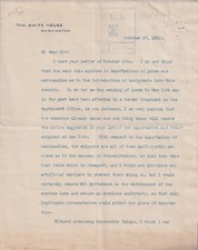 William H. Taft - letter as president on immigration picture