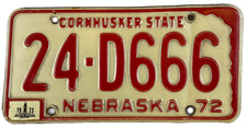 Vintage Nebraska 1972 1973 Auto License Plate 24-D666 Cuming Co Pub Wall Decor picture