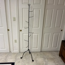 Longaberger Wrought Iron Basket Tree 8 Hook Stand Heart Finial 65”h 3 Sections  picture