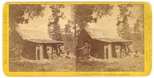 YOSEMITE STEREOVIEW - Group at Ferry Cabin - John P Soule 1870s picture