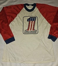 Harley-Davidson RARE Vintage 1970's Race Jersey White No. 1 Stars N Stripes  picture