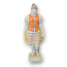 Vintage Hollohaza Hungary Porcelain Figurine Hungarian Woman Folk Dress 12