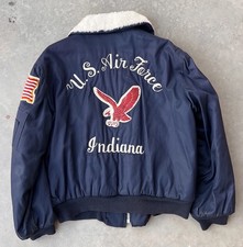 Vintage US Air Force Jacket Large ? Indiana Military Patches Eagle 60s 70s picture