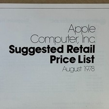 48 years ago _ Suggested Retail Price List _ Apple Computer _ AUGUST 1978 _ RARE picture