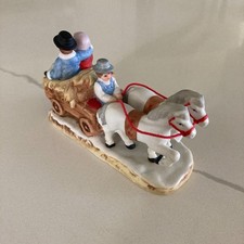 Vintage Lefton Colonial Village Horse-Drawn Wagon Christmas 1987 Carriage #06456 picture
