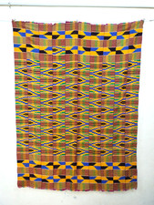 Vintage Kente Fabric Ashanti Ghana African Woven strip wrap cloth Wall Art A29 picture