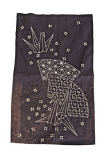 Vintage Japanese Sashiko Cloth Origami Crane Fan Indigo Cotton Textile Showa picture