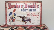 RARE VINTAGE YANKEE DOODLE ROOT BEER PATRIOTIC ADVERTISING METAL SIGN  19
