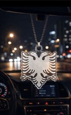 Albania Transparent Car Mirror Pendant + Chain Albania Eagle Approx 6x7cm picture