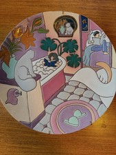 Judy Miller Couple Reading in Tub & Bed (with cats) Pottery Plate 10 7/8