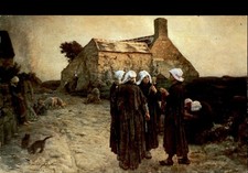 Normandy Cottage, Twilight by Jules Breton at Paine Art Center and Postcard picture