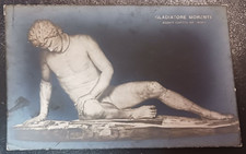 vtg postcard RPPC roma-museo capitolino-gladiatore morente unposted picture