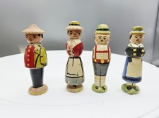 4 Ct Folk Art Soldiers Etc. Hand Painted Wooden Figurines 2.25 Inches German picture