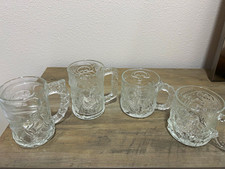 McDonald's Complete Set of 4 Batman Forever Clear Glass Mugs Vintage 1995 picture