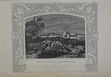 Antique Religious Art The Cup in Benjamin's Sack 1860 Christian Original History picture